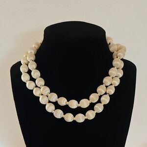 Lucite Beads With Gold Tone Spacers, Elegant Bead Necklace